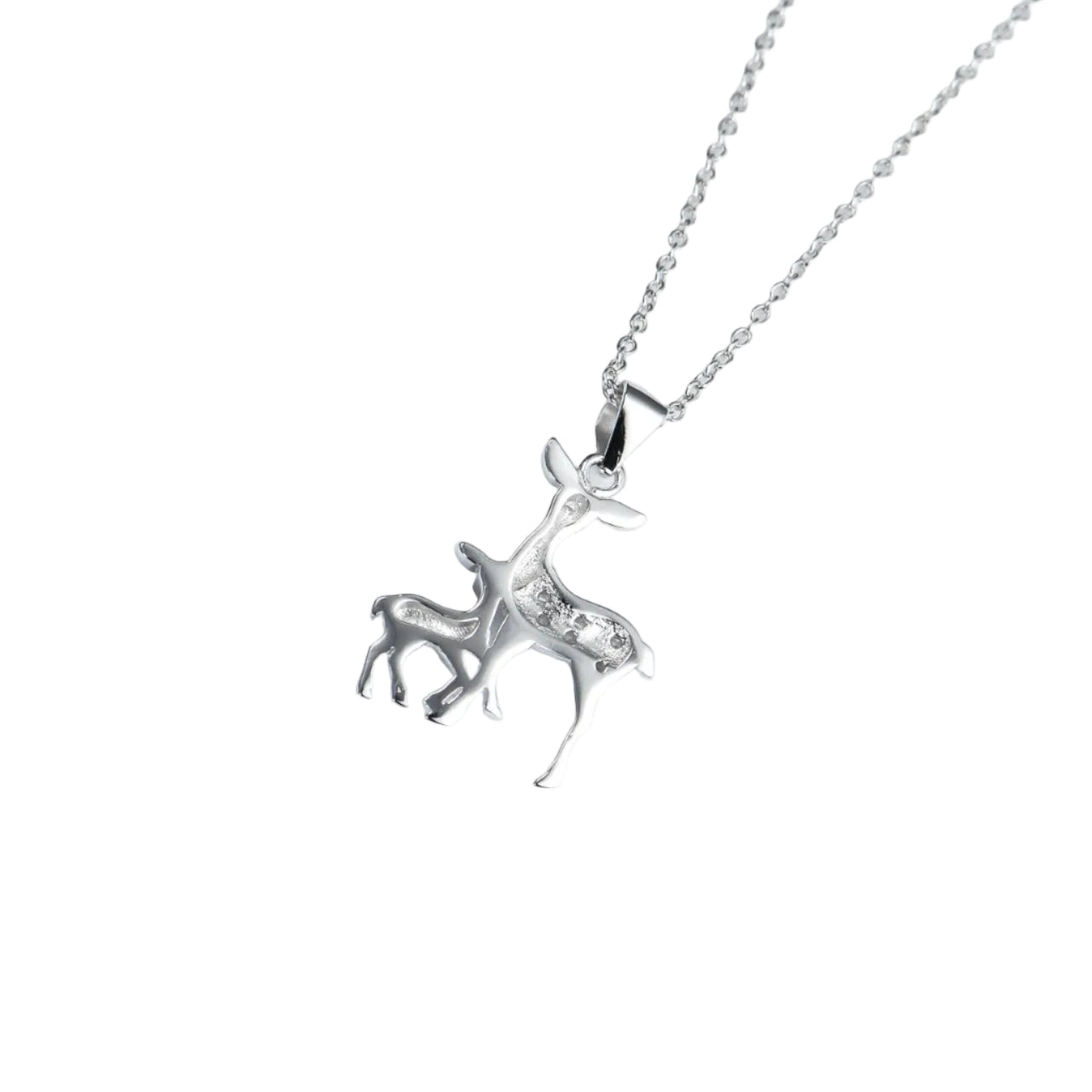 Silver Fawn & Deer Necklace