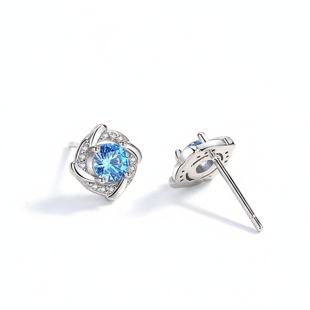 S999  Blue Windmill Zircon Earrings