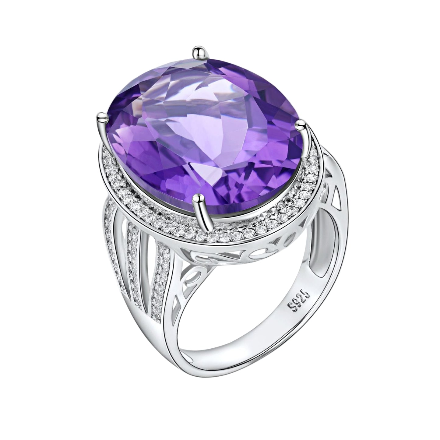 Amethyst Split Shank Ring
