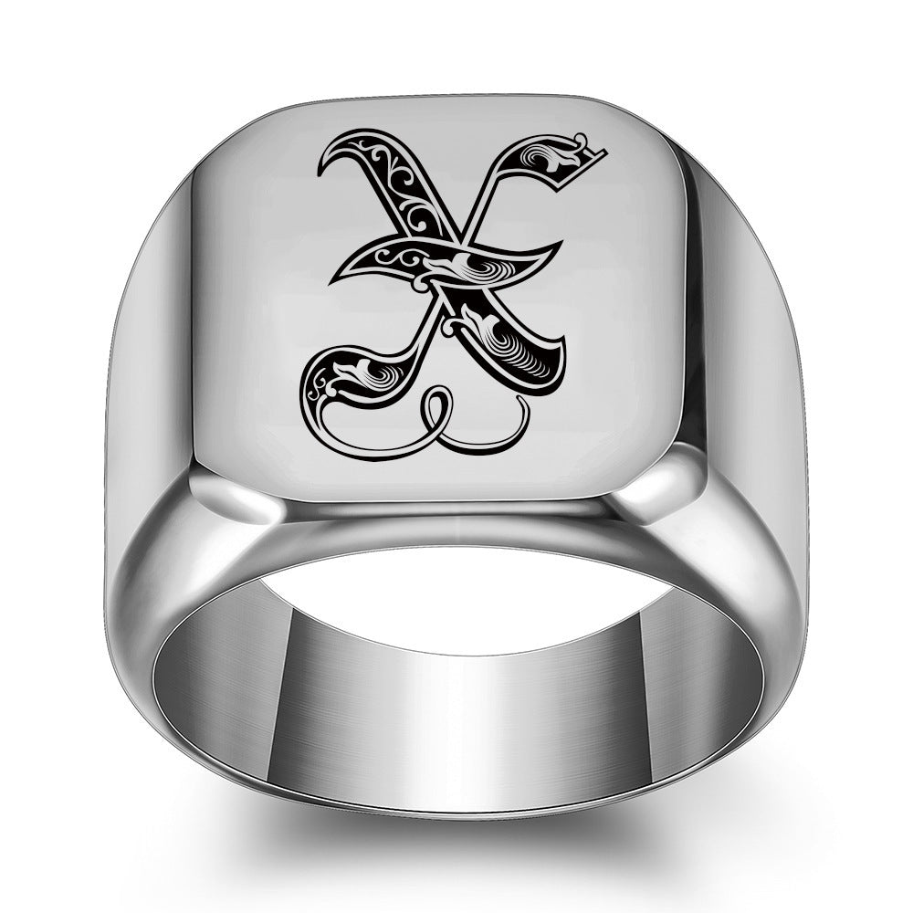 Men's Royal Monogram Initial Ring  (W,M,X,Y,Z)