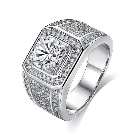 Men's Inlaid Full Diamond /Pave Setting Ring