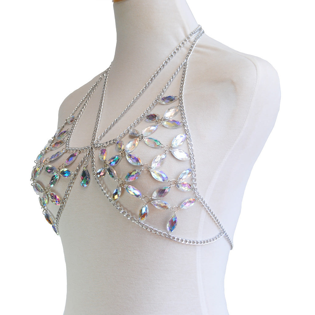 Backless Fringe Crystal Rhinestone Bra