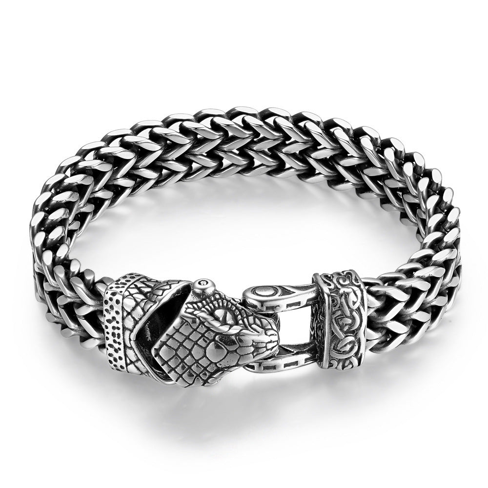 Titanium Men's Vintage Viking Animal Head  Bracelet