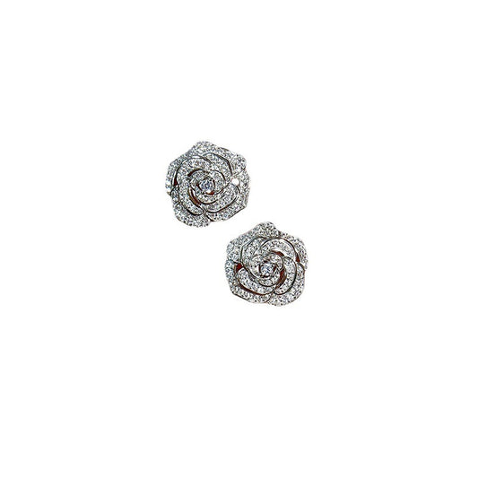 Moissanite-Pave Camellia Stud Earrings