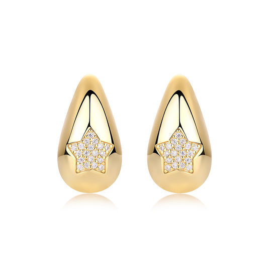 24k Gold Tear Drop  Moissanite Stud Earrings
