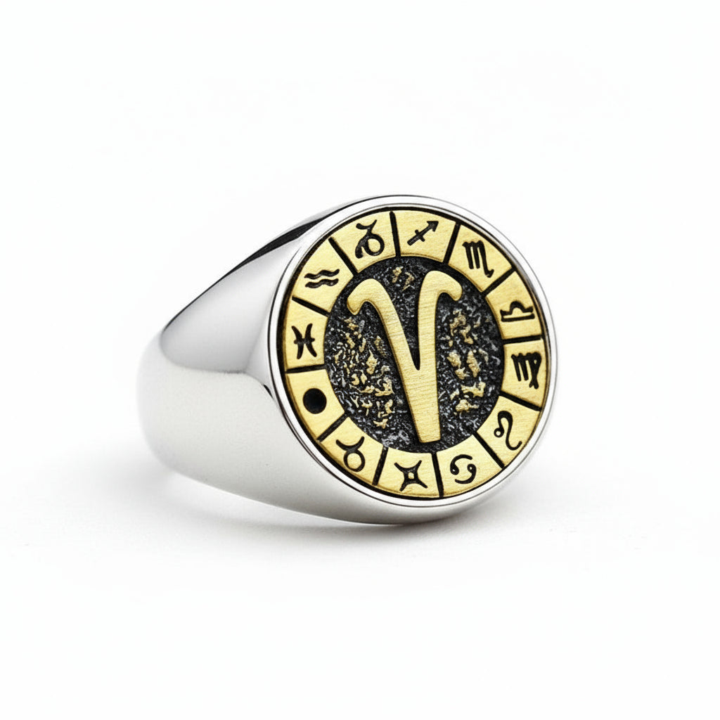 Men's Twelve Signs Of The Zodiac Constellation Ring