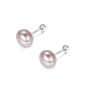 S999 Natural Freshwater Ball Screw Earrings