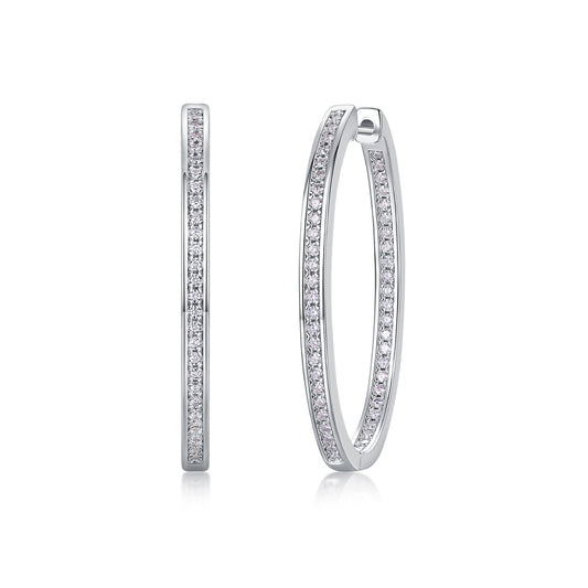 Platinum Inside-Out Channel Set Moissanite Hoop Earrings