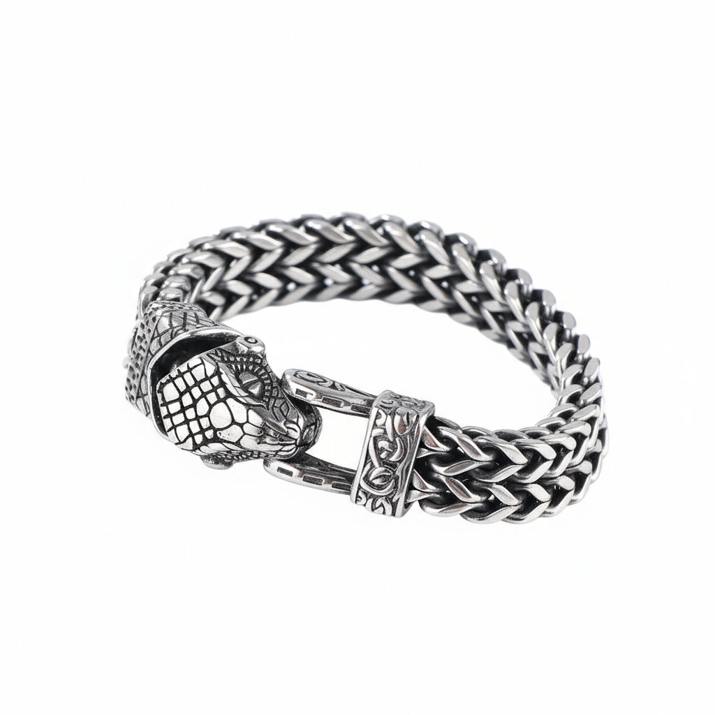 Titanium Men's Vintage Viking Animal Head  Bracelet