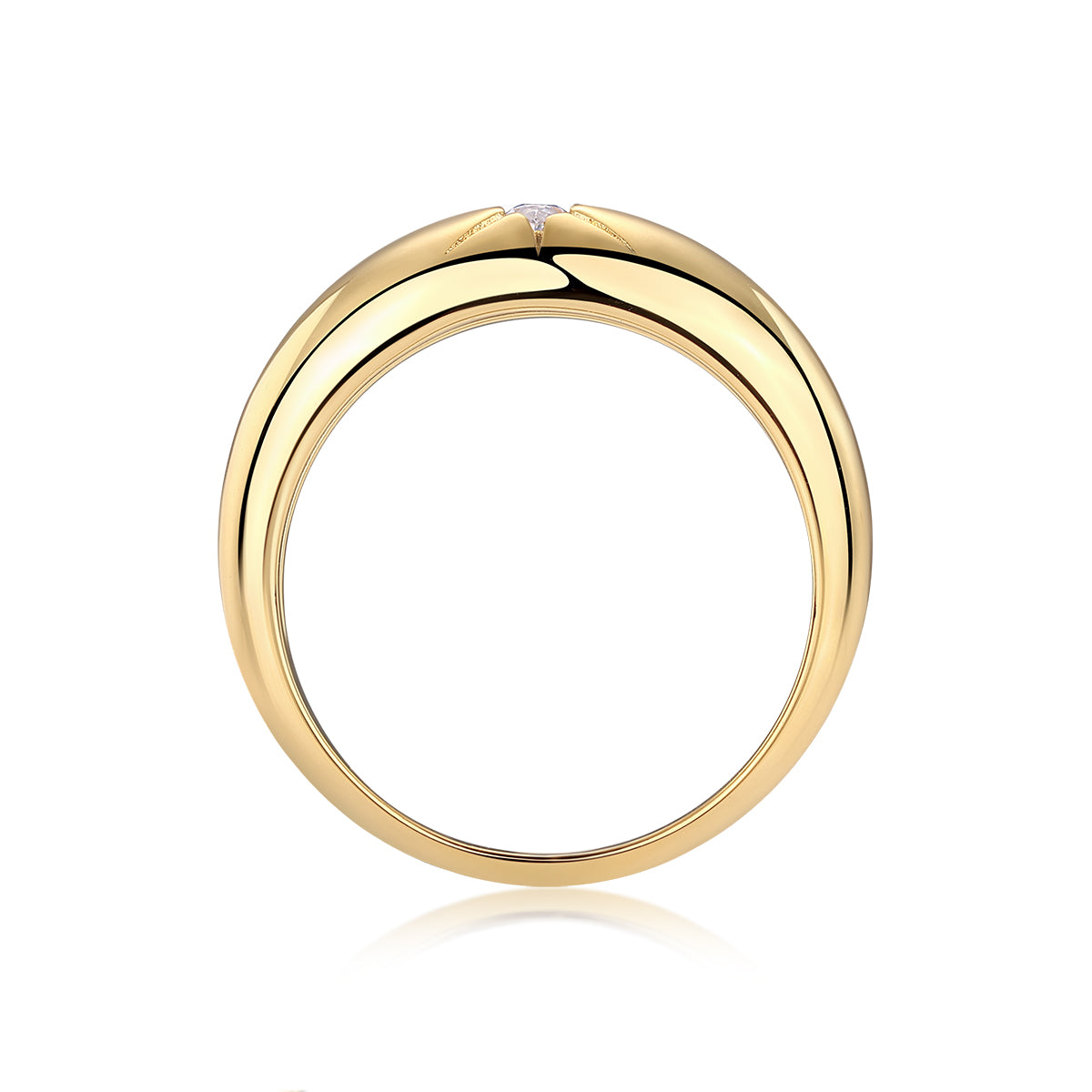 24k Dome-Style Marquise Moissanite Solitaire Star Ring