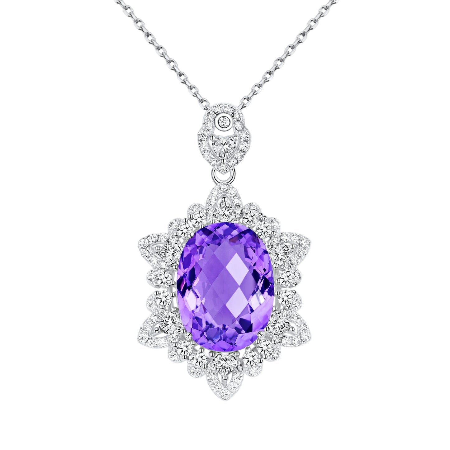 Natural Amethyst Sunburst Crystal Necklace