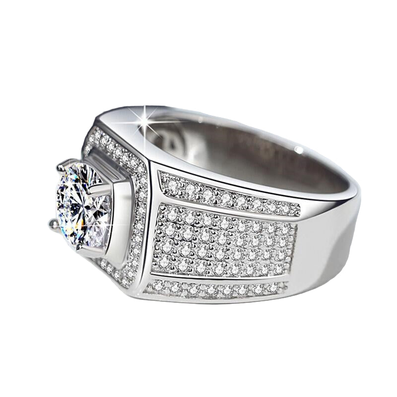 Men's Inlaid Full Diamond /Pave Setting Ring