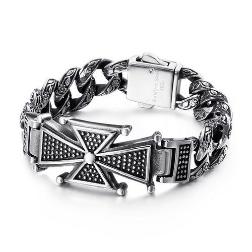 Titanium Steel Men's Vintage Totem Cross Bracelet