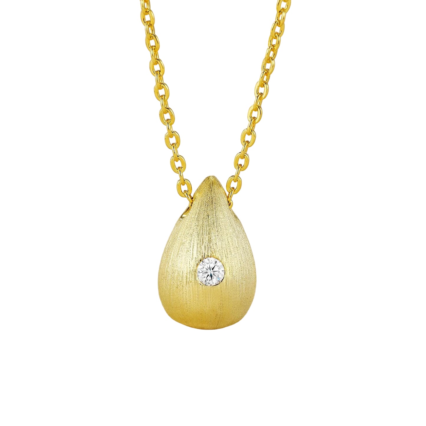 24k Gold Tear Drop Moissanite Necklace