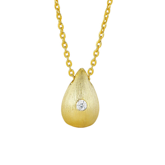 24k Gold Tear Drop Moissanite Necklace