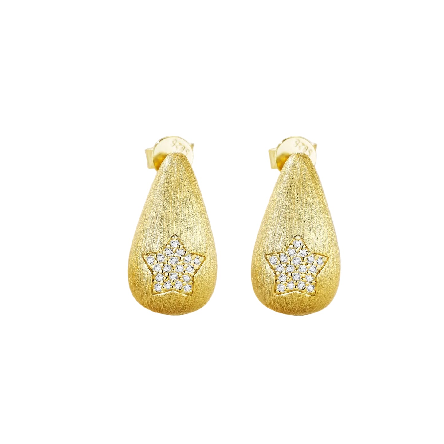 24k Gold Tear Drop  Moissanite Stud Earrings