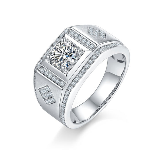 Men's 1-ct Moissanite Platinum Signet