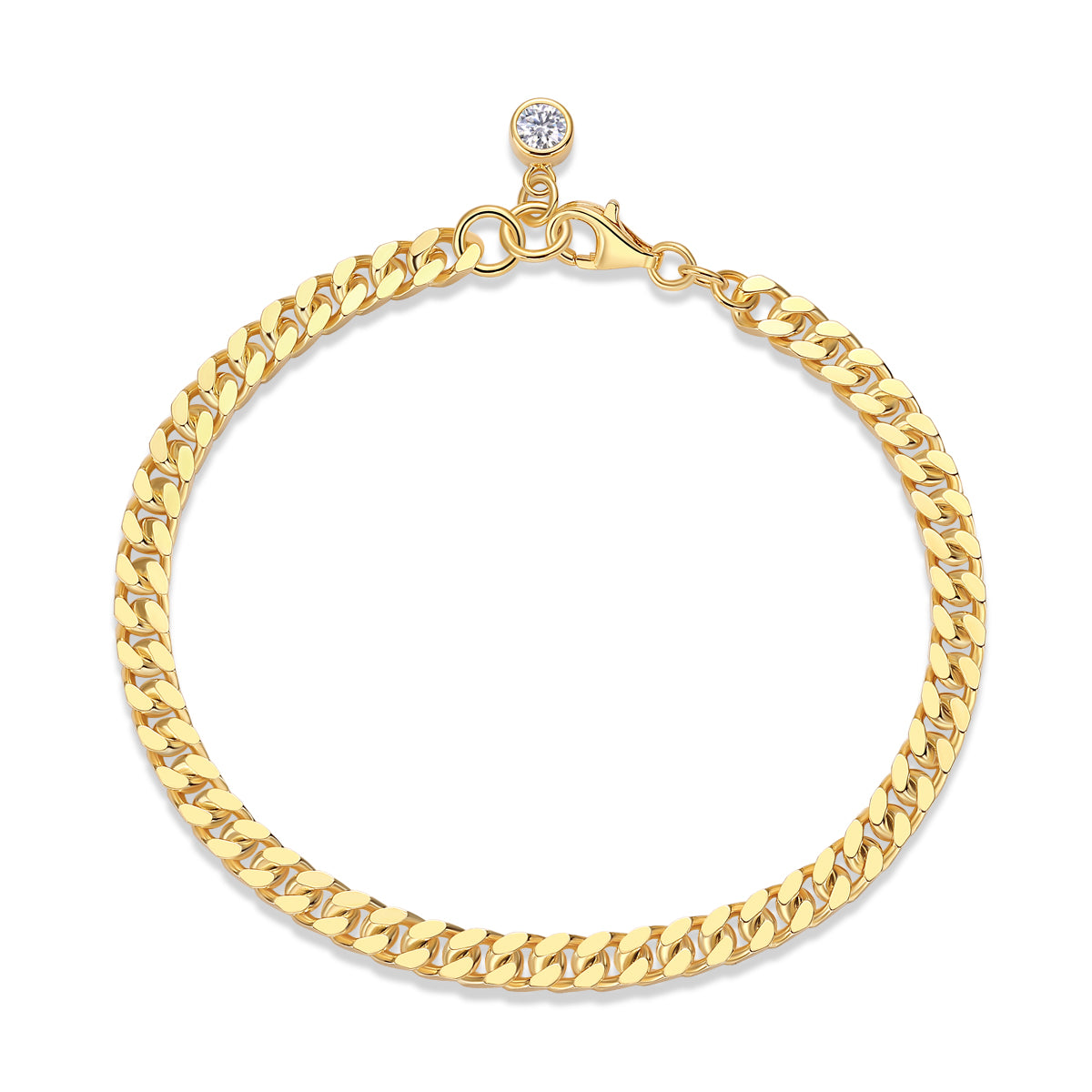 24k Gold Cuban Link Moissanite Bracelet