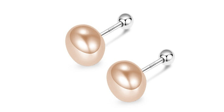 S999 Natural Freshwater Ball Screw Earrings