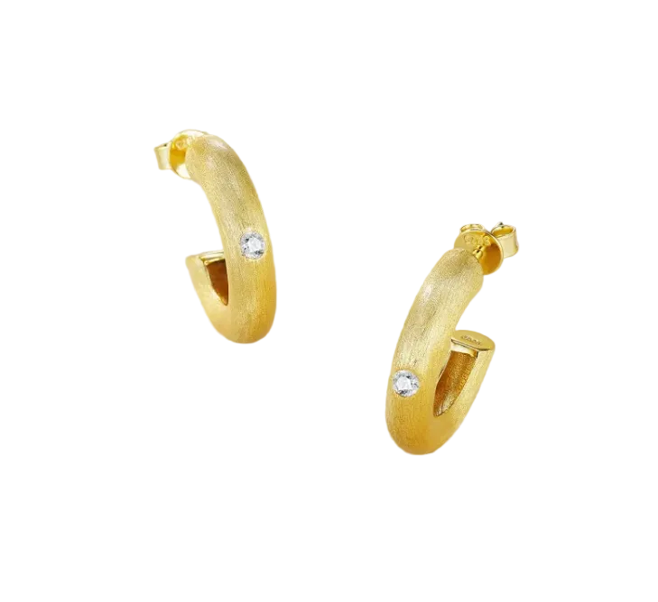 24k Gold Chunky Moissanite Hoop Stud Earring