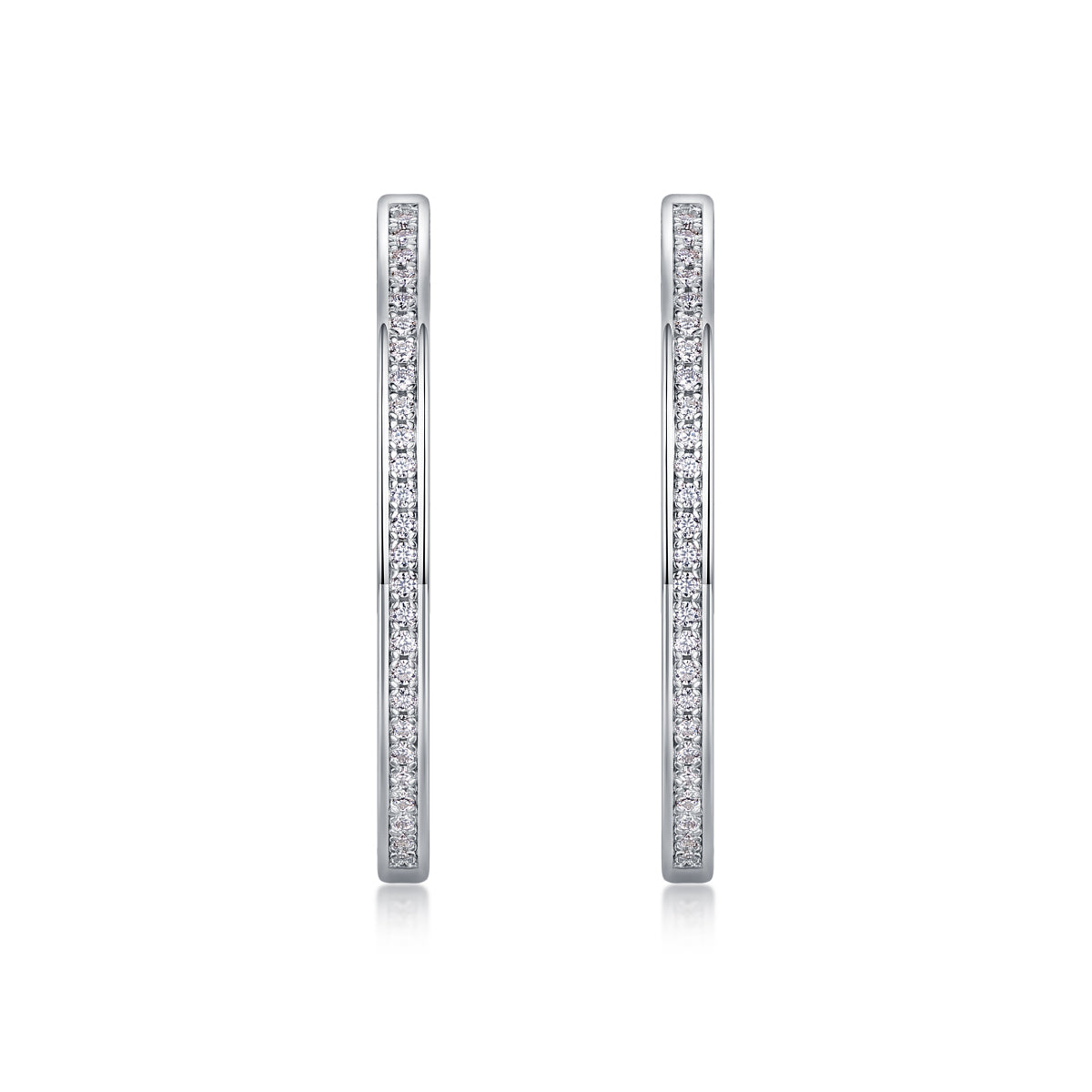 Platinum Inside-Out Channel Set Moissanite Hoop Earrings