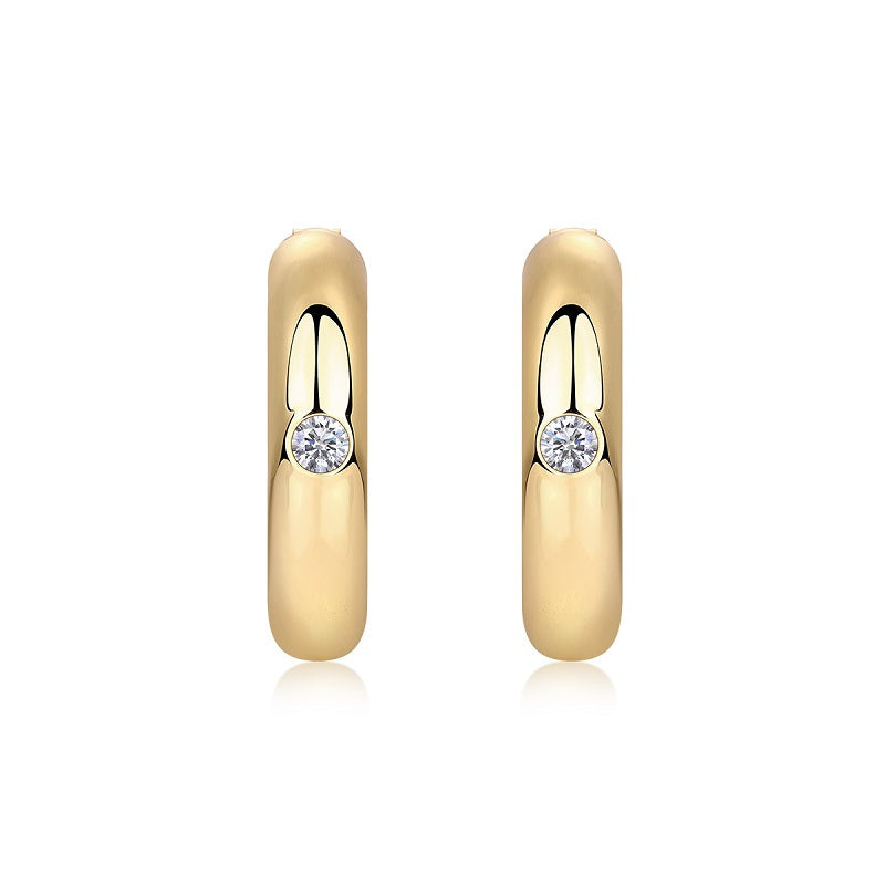 24k Gold Chunky Moissanite Hoop Stud Earring