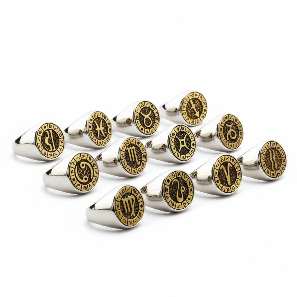 Men's Twelve Signs Of The Zodiac Constellation Ring