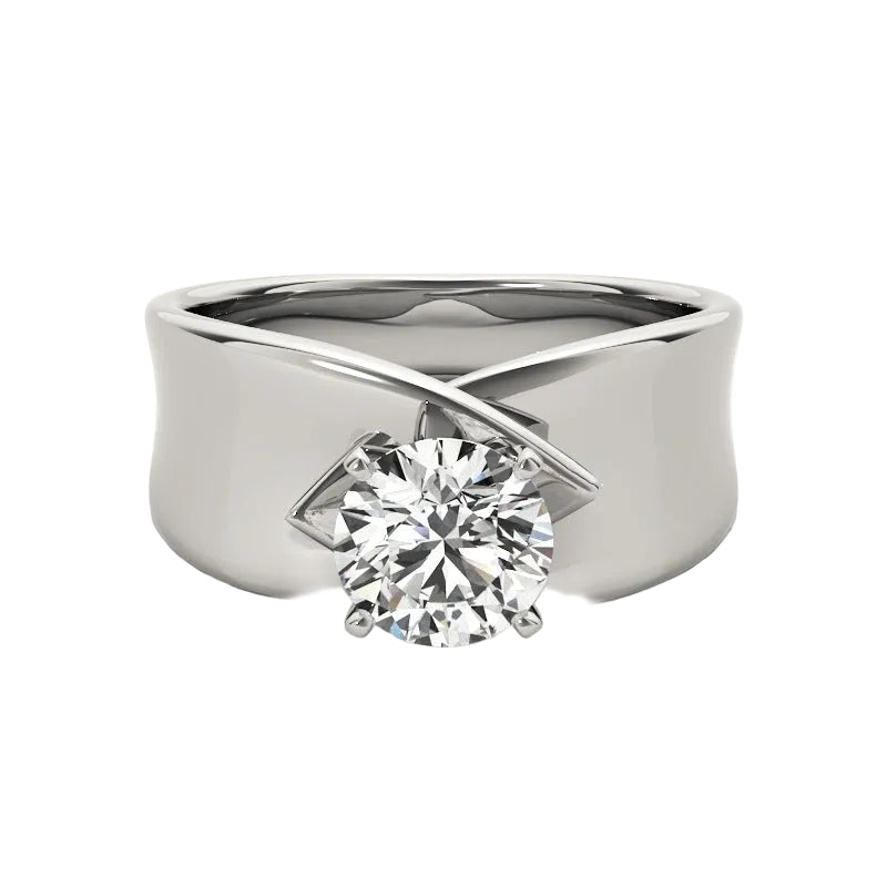 Silver Zircon Wide Band Ring