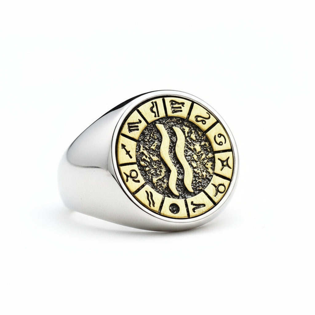 Men's Twelve Signs Of The Zodiac Constellation Ring