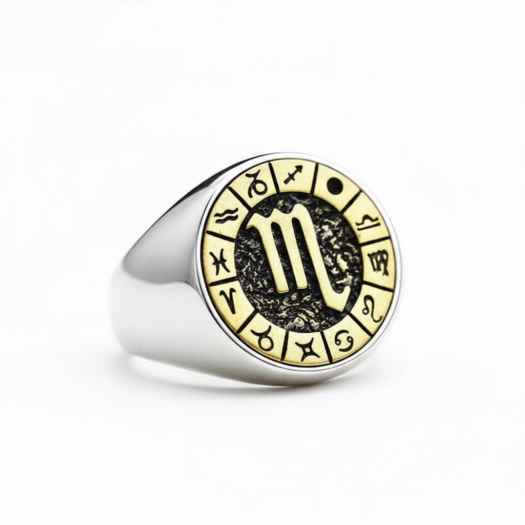 Men's Twelve Signs Of The Zodiac Constellation Ring