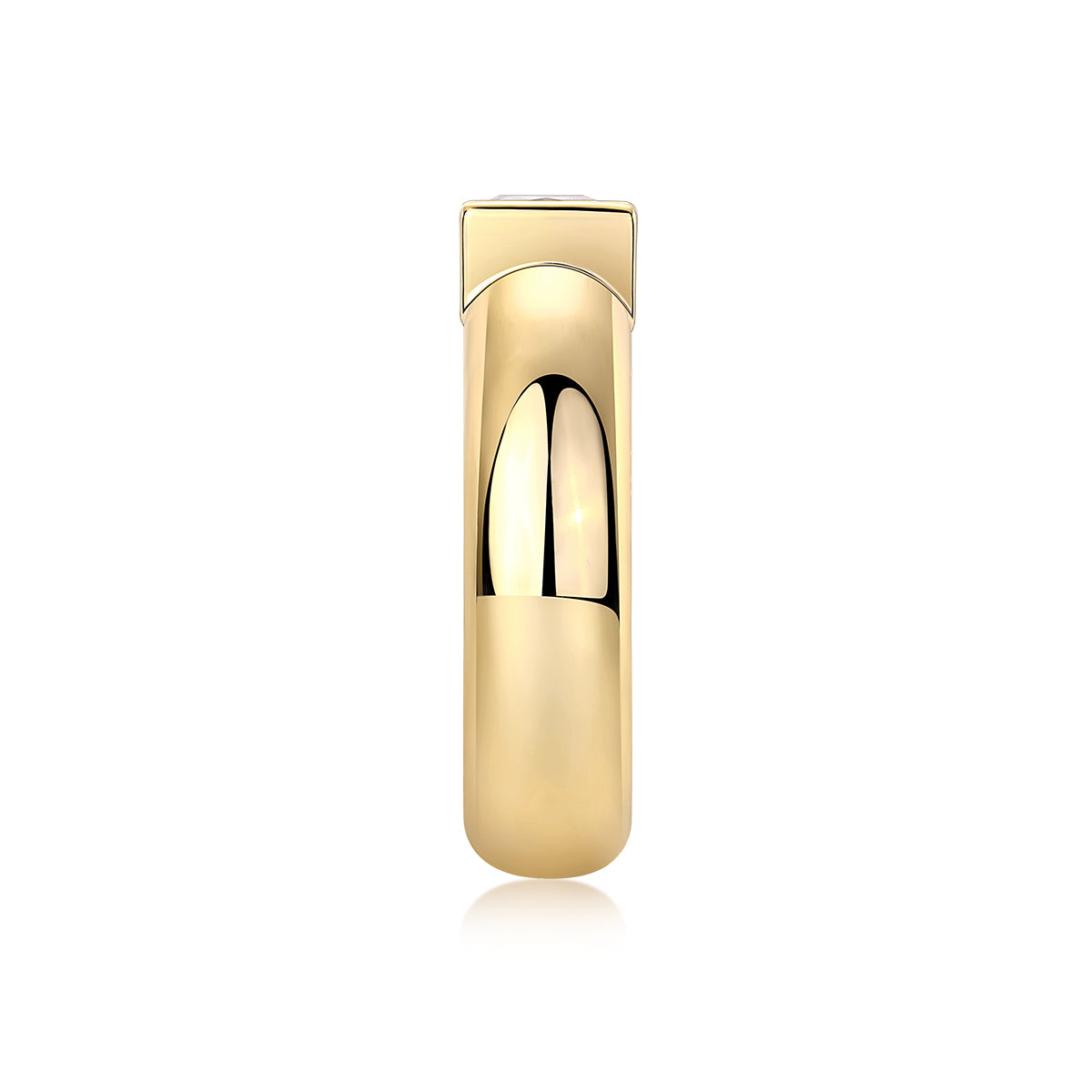 24K Gold Chunky Bezel Set Princess-Cut Solitaire Wide Band Ring