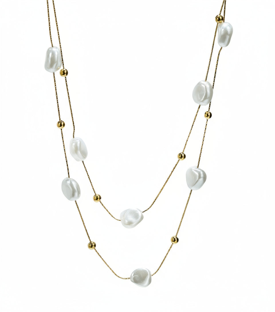 18K Gold Layered Baroque Pearl Necklace