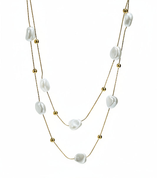 18K Gold Layered Baroque Pearl Necklace