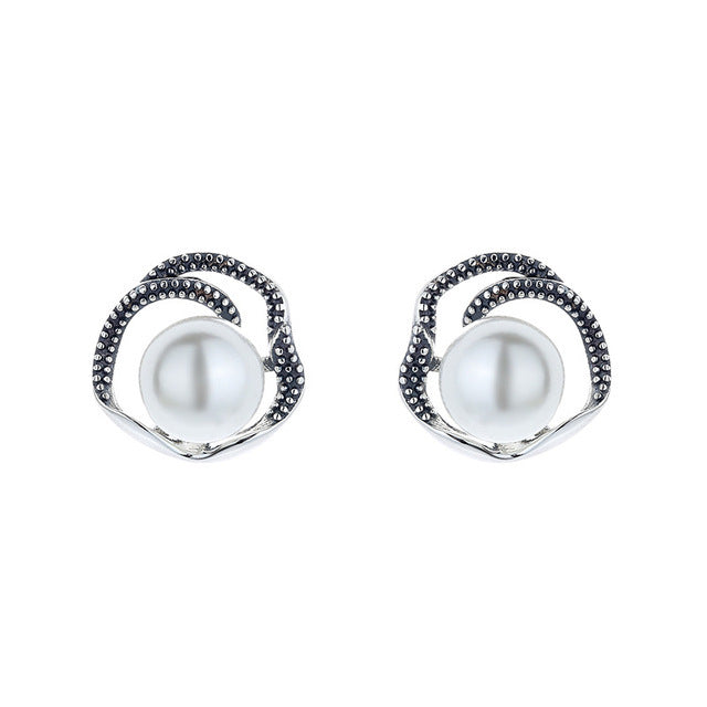 Distressed Pearl Stud Earrings