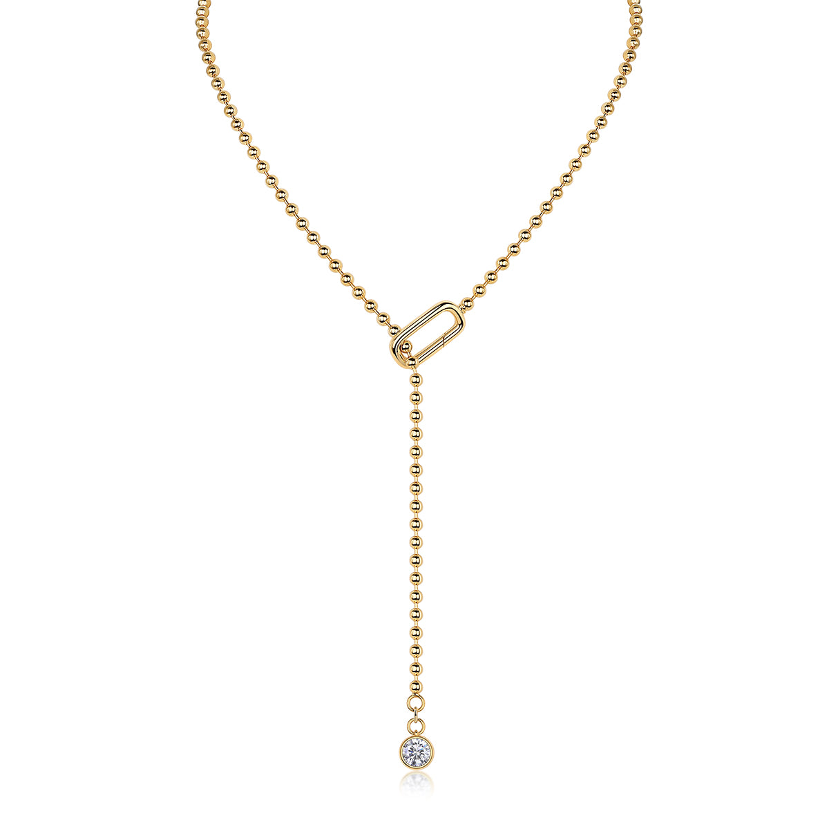 24k Gold Moissanite Beaded Tassel Necklace