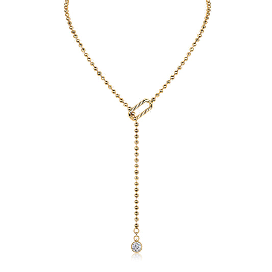 24k Gold Moissanite Beaded Tassel Necklace