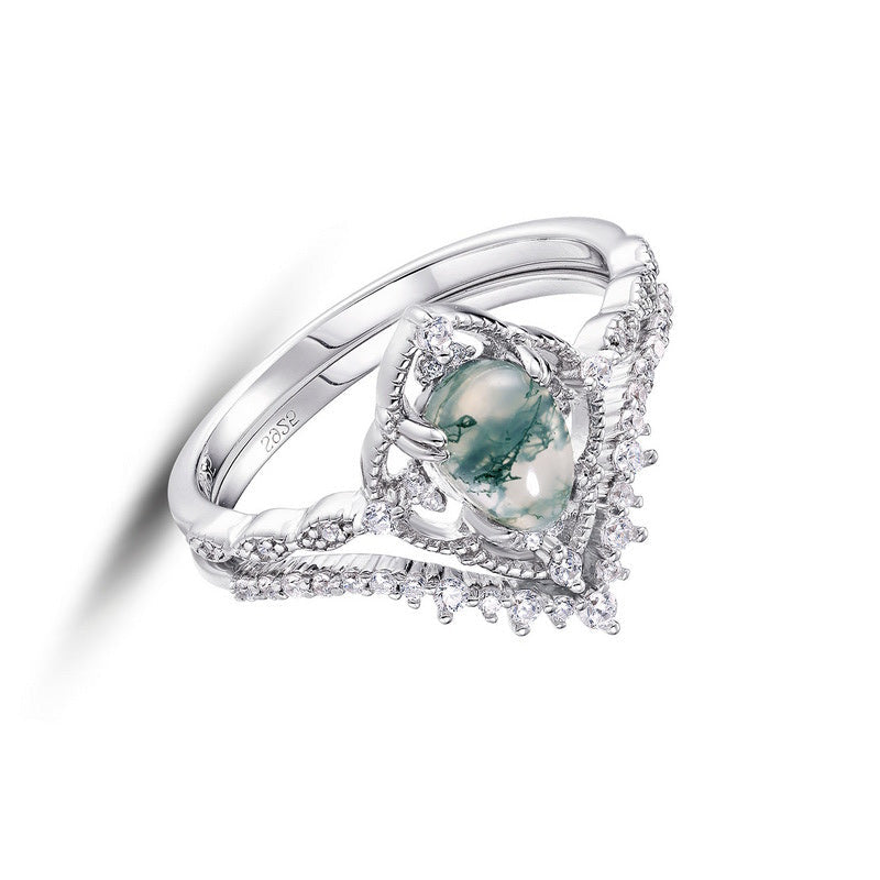 Pear Shaped Green Moss Ring
