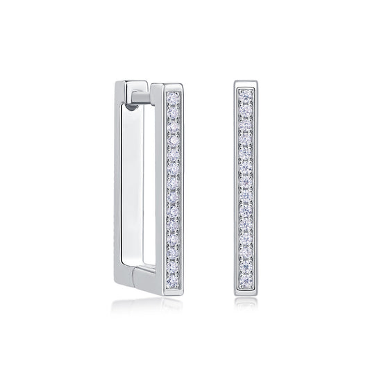 Platinum Moissanite Rectangle Earrings