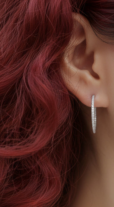 Platinum Push Back Moissanite Hoop Earrings