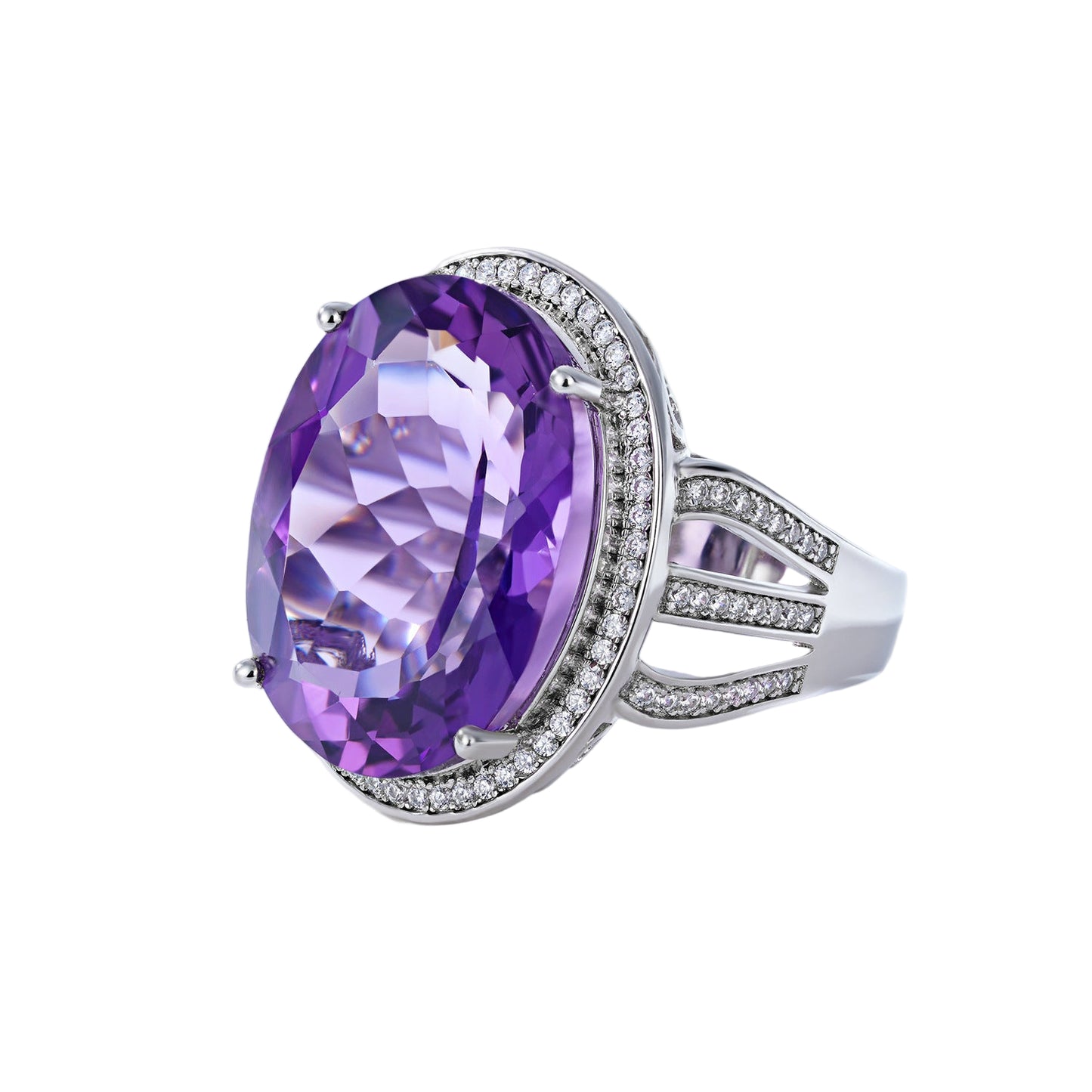 Amethyst Split Shank Ring