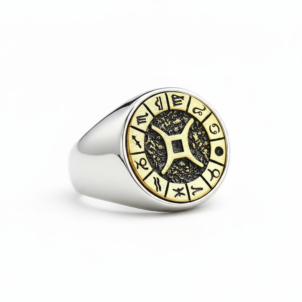 Men's Twelve Signs Of The Zodiac Constellation Ring