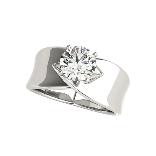 Silver Zircon Wide Band Ring